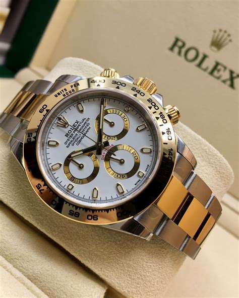 rolex daytona steel gold white dial